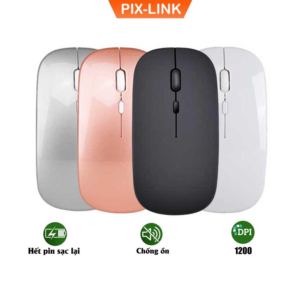 Chuột Không Dây Sạc Pin 2.4GHz PIX-LINK P1 Siêu Mỏng Không Gây Tiếng Ồn Sạc 1 Lần Dùng 1 Tuần Cho Laptop Macbook PC Tivi - Hàng Chính Hãng