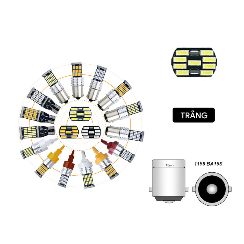 Đèn LED chân 1156 1157 T20 7743 3157 chip 4014 T204014-45