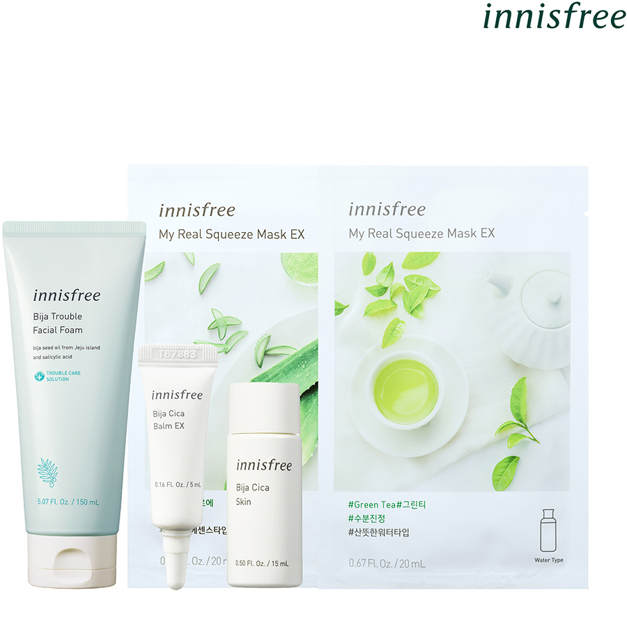 Combo Dưỡng Ẩm Cho Da Mụn Innisfree Bija Trouble Facial - 278002310