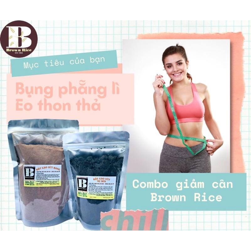 Combo Bột gạo lứt + Bột gạo lứt mè đen Brown Rice