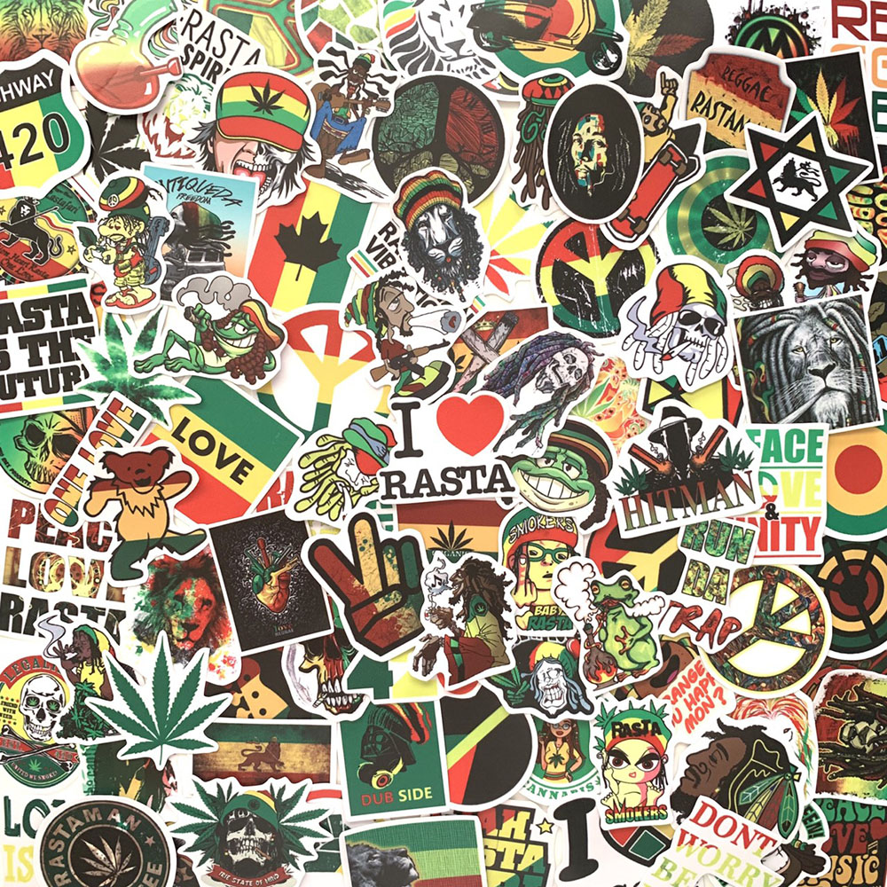 Bộ 50 Hình Dán Sticker Rasta (2020) Decal Chống Nước Trang Trí Chủ Đề Rastafari Chất Lượng Cao