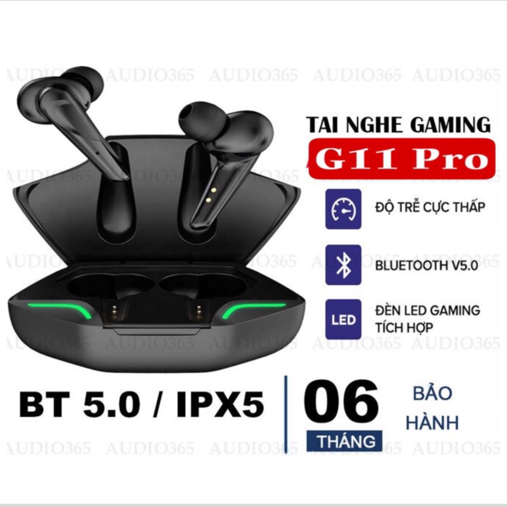 Tai Nghe Bluetooth Gaming G11 Sports V5.2, Bass Chuẩn, Độ Trễ Cực Thấp Khi Chơi Game