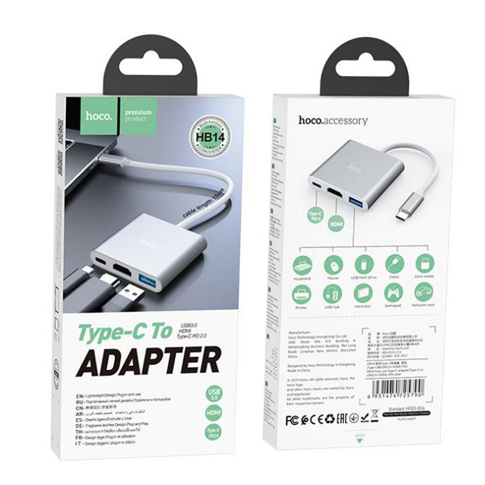 USB Type C to USB3.0 PD Charging Ports Adapter Converter Hub