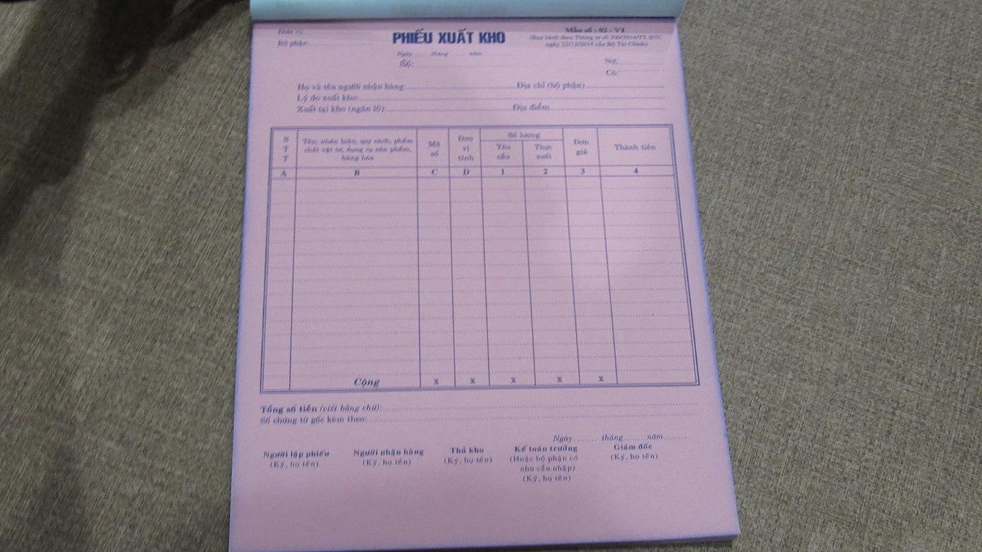 Phiếu Xuất Lớn 3 Liên