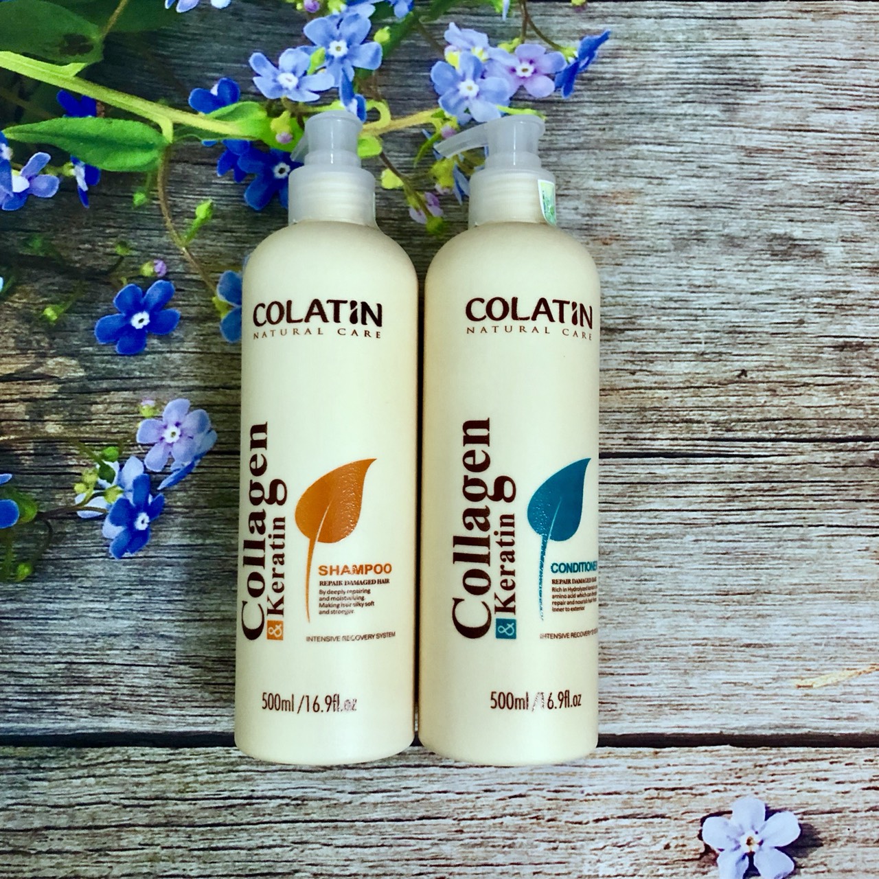 Bộ dầu gội xả dưỡng chất tơ tằm Collagen COLATIN Shampoo &amp; Conditioner 500ml