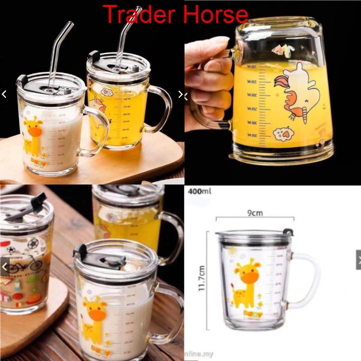 Cốc chia vạch thủy tinh 350ml có nắp dùng để pha sữa uống nước Shop Movava - CCV1