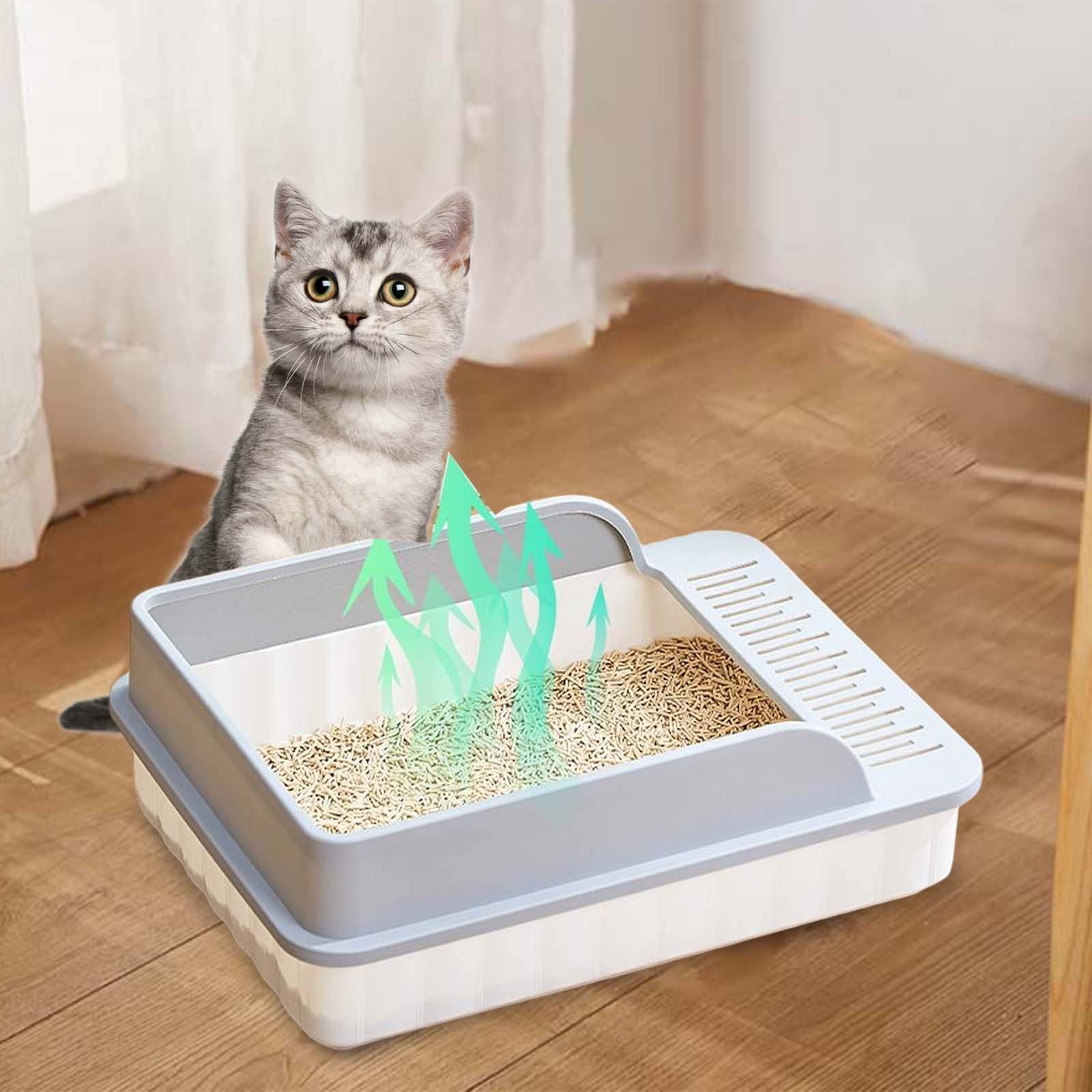 Semi Closed Cat Litter Box Durable Pet Litter Tray Cat Toilet Litter Pan
