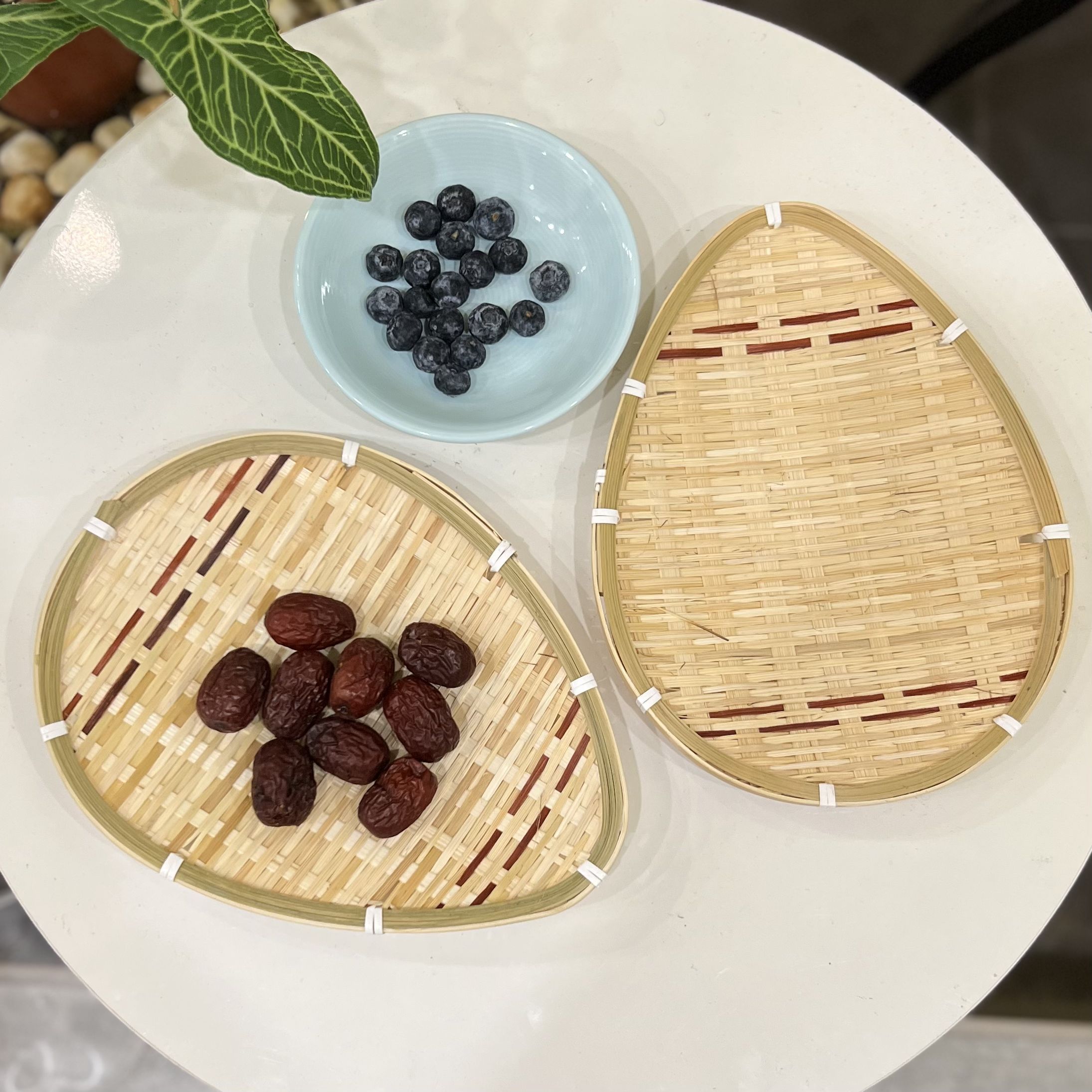 Khay Tre Trang Trí Decor Bánh Kẹo, Trái Cây Ur Space/ Bamboo Woven Basket Tray For Breakfast, Drinks, Snacks