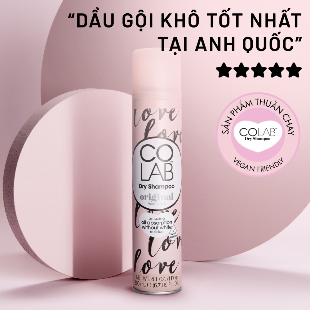 Dầu Gội Khô Colab Dry Shampoo 200ml Dưỡng Tóc Mềm Mượt, Tóc Sạch Bồng Bềnh, Vào Nếp Sau 5 Giây