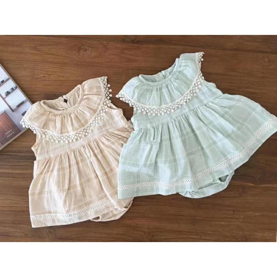 Váy linen xuất Hàn có chip chất mát rất xinh cho bé gái