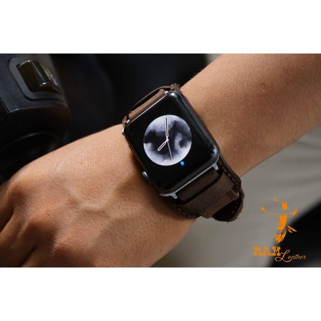 DÂY APPLE WATCH DA BÒ NÂU ĐẤT KÈM BUNDSTRAP B2 CHỐNG MỒ HÔI CHO APPLE WATCH-ĐỦ SIZE APPLE WATCH 38/40 , 42/44
