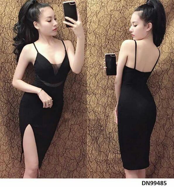 Đầm body xẻ tà phối lưới sexy