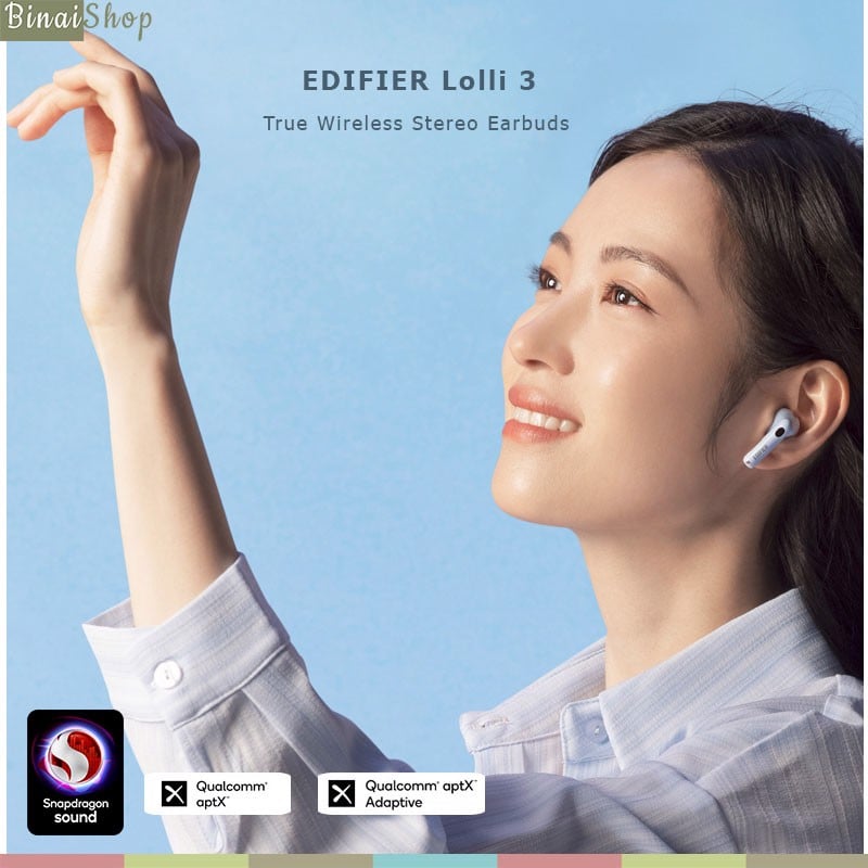 Edifier Lolli3 - Tai Nghe Bluetooth True Wireless, Qualcomm AptX, Snapdragon Sound , Bluetooth V5.3, Nhận Cuộc Gọi, Chống Ồn Tốt. Hàng chính hãng