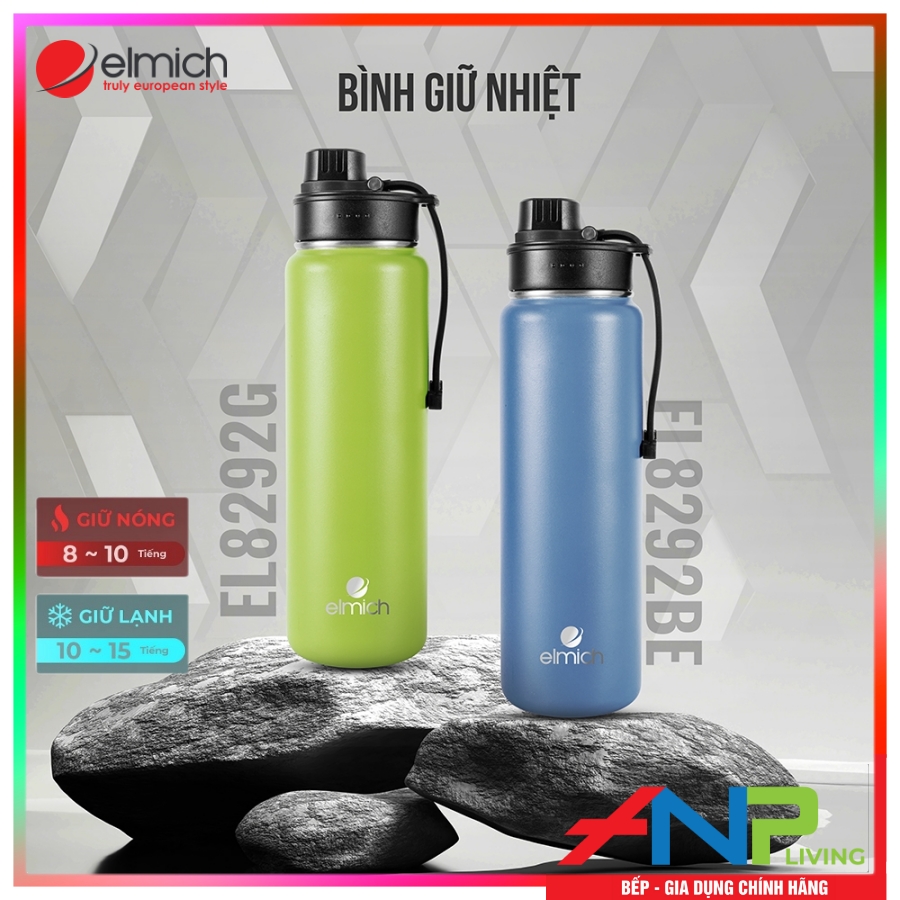 Bình Giữ Nhiệt Thể Thao INOX 304, Tráng bạc Elmich EL-8292 (Dung tích 700ml, Giữ Nóng 8h - Giữ Lạnh 12h) - Hàng Chính Hãng