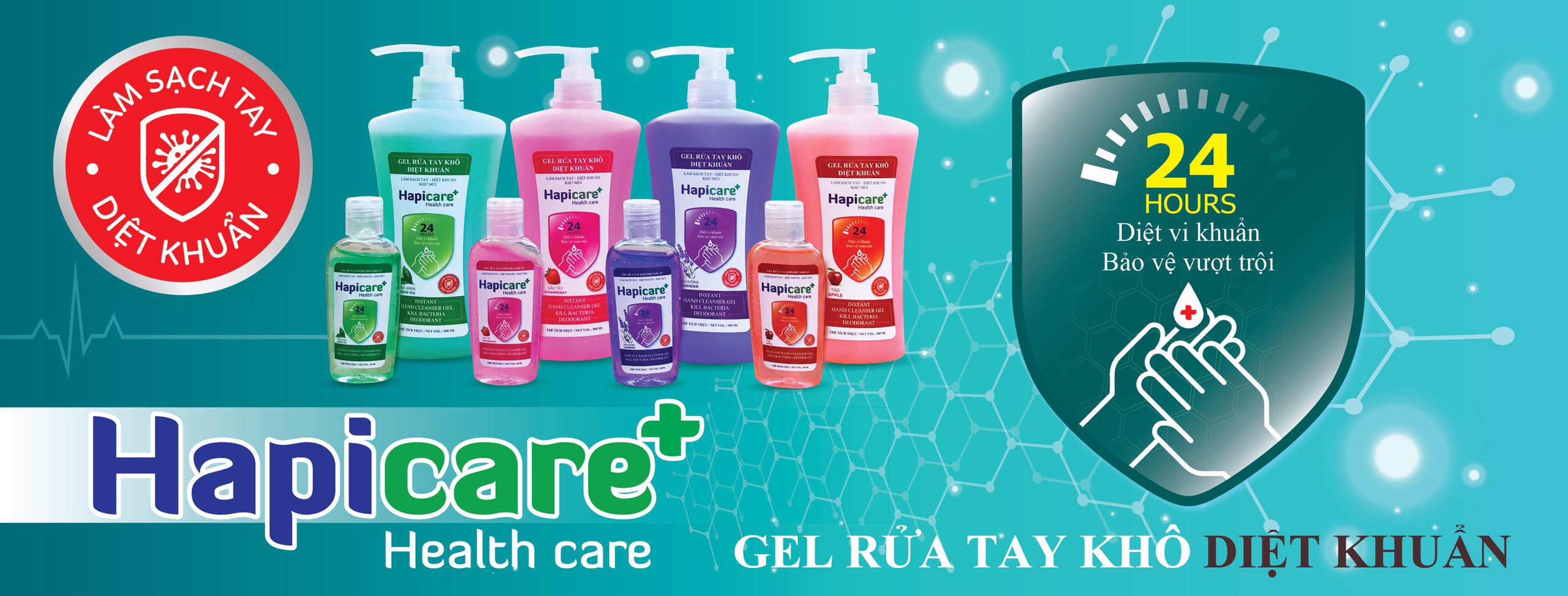 Gel rửa tay khô diệt khuẩn Hapicare hương Lavender 500ml