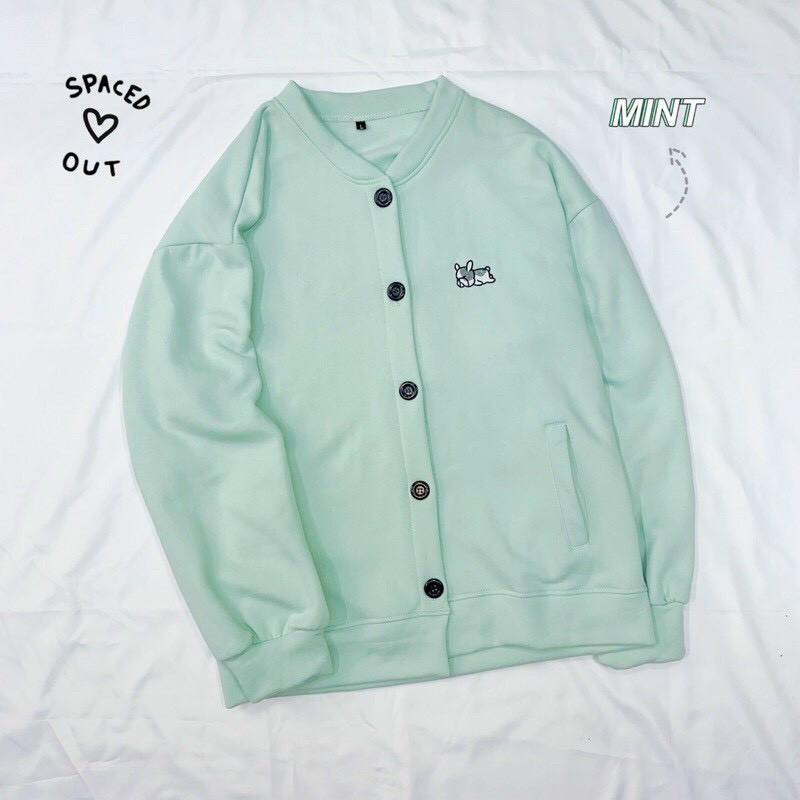 Áo Khoác Nỉ Cardigan Ulzzang Thêu Cún Cực Xinh Form Rộng