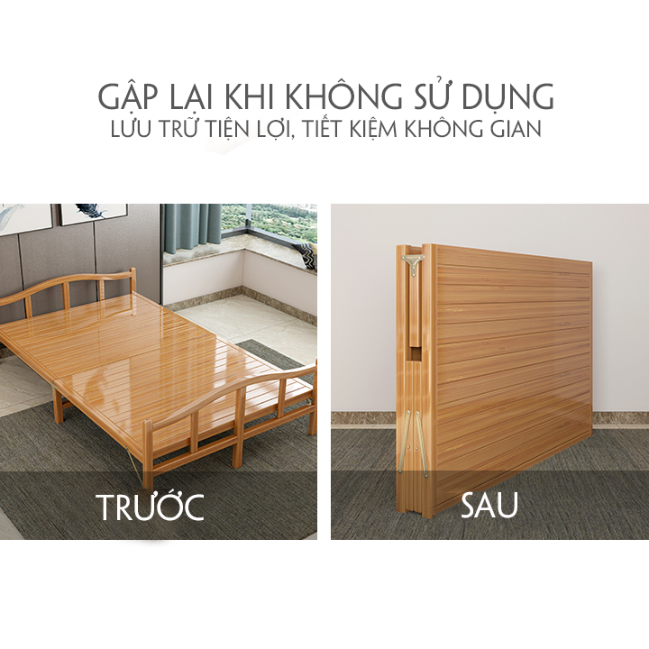 Giường tre gấp gọn cao cấp 150x190cm