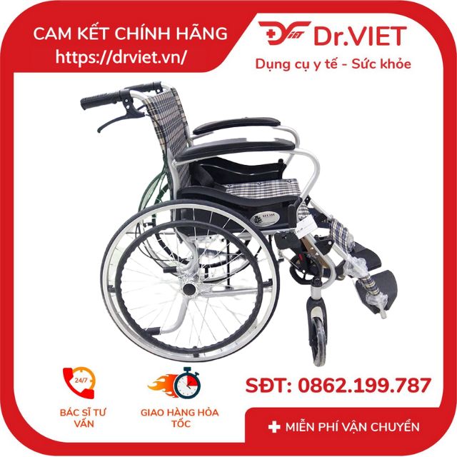 Xe lăn tay du lịch hợp kim nhôm gọn nhẹ siêu bền Lucass X-16LJ nhập khẩu chính hãng dành cho người già, bệnh nhân