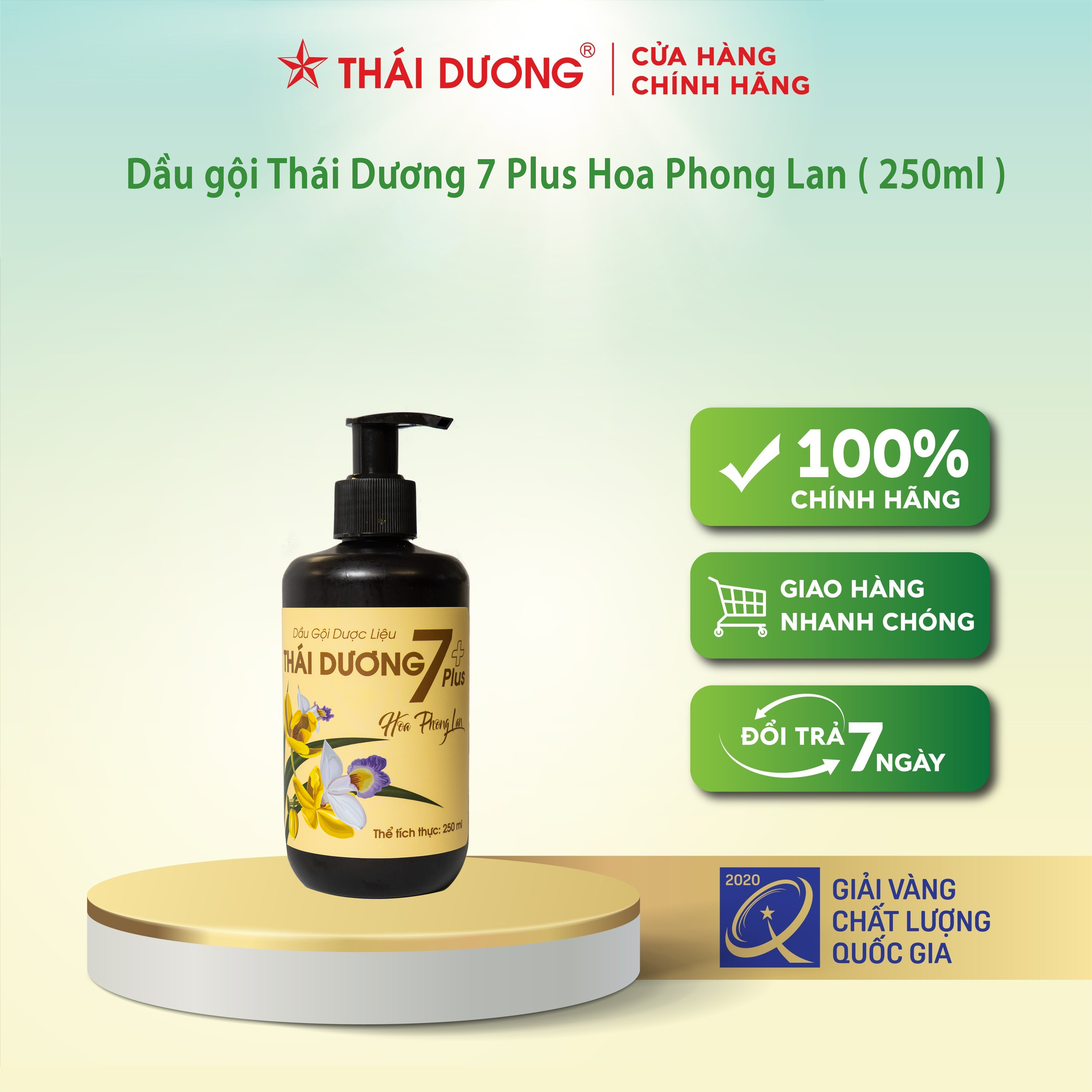 Dầu gội dược liệu Thái Dương 7 plus Gold Hoa Phong Lan 250ml,480ml - Sao Thái Dương