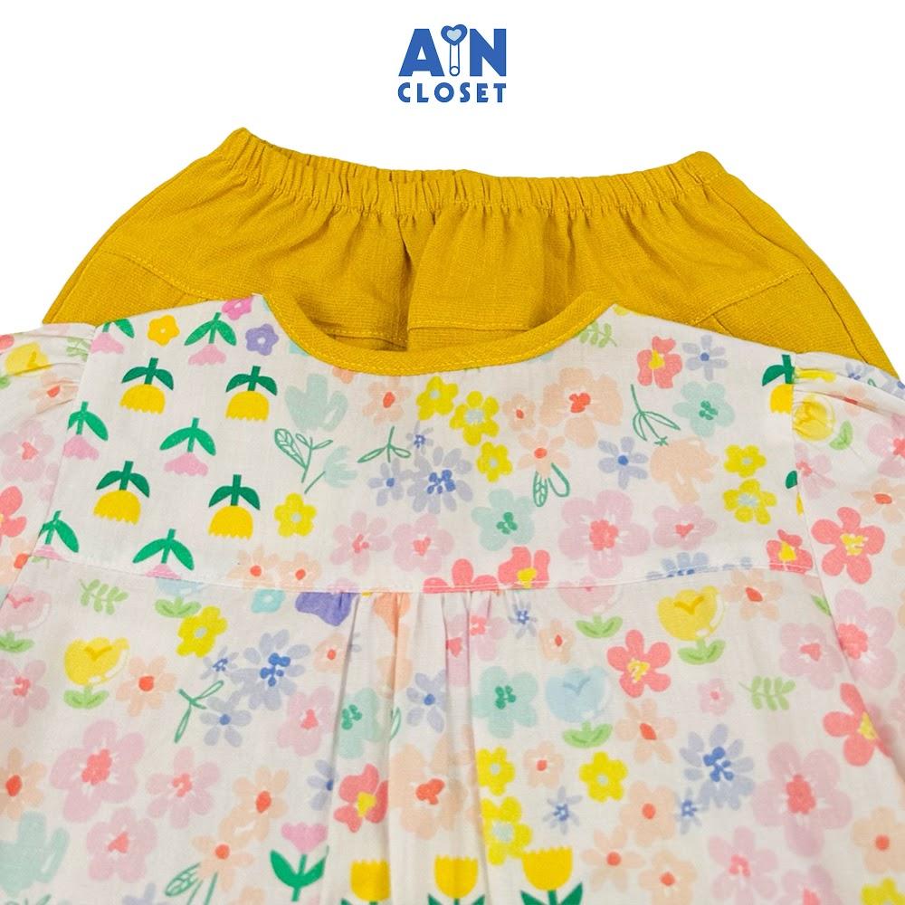 Bộ quần áo Dài bé gái họa tiết Hoa Nơ Vàng cotton - AICDBGDTRWZZ - AIN Closet