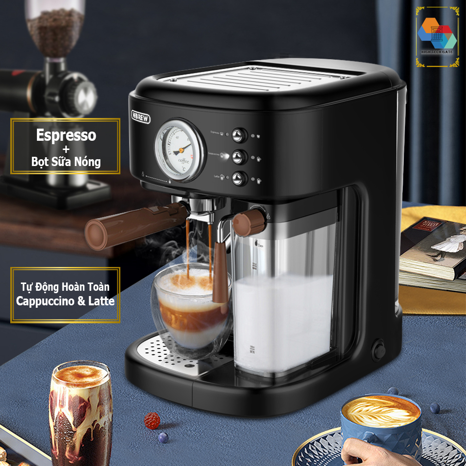 Máy pha cà phê HiBREW H8A tự động đánh bọt sữa cho Cappuccino, Latte, áp suất 19 Bar, hàng chính hãng