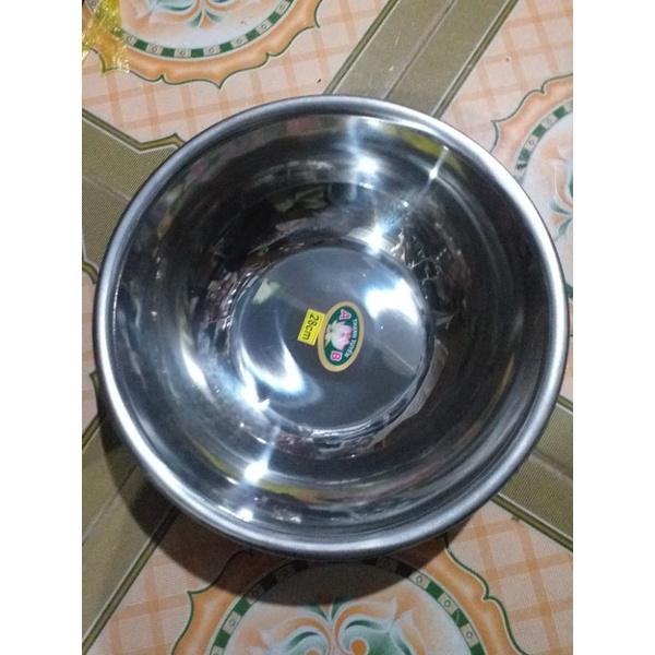 Thau inox / bát inox tròn sâu , loại nhỏ, dày, đường kính 18 - 38cm, miệng bo tròn an toàn cho sức khỏe