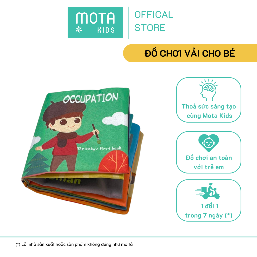 [M_035-5 - Mota Montessori] Đồ chơi cho bé Sách vải cho bé 0-12 tháng phát triển giác quan - Hàng chính hãng