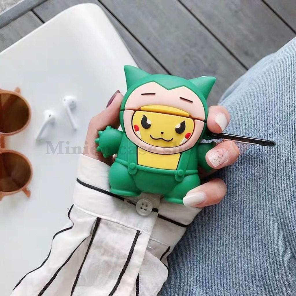 Bao Case Ốp dành cho airpod 1 và 2, tai nghe bluetooth i11,i12, i100, i9s... Snorlax silicon 3D cao cấp