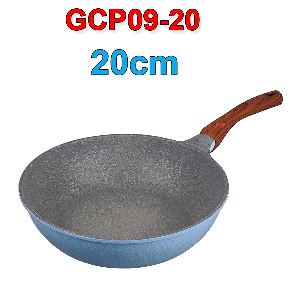 Chảo men đá xanh Sapphire 10 lớp chống dính Greencook GCP09 dùng được bếp ga, bếp hồng ngoại, bếp từ - Hàng chính hãng