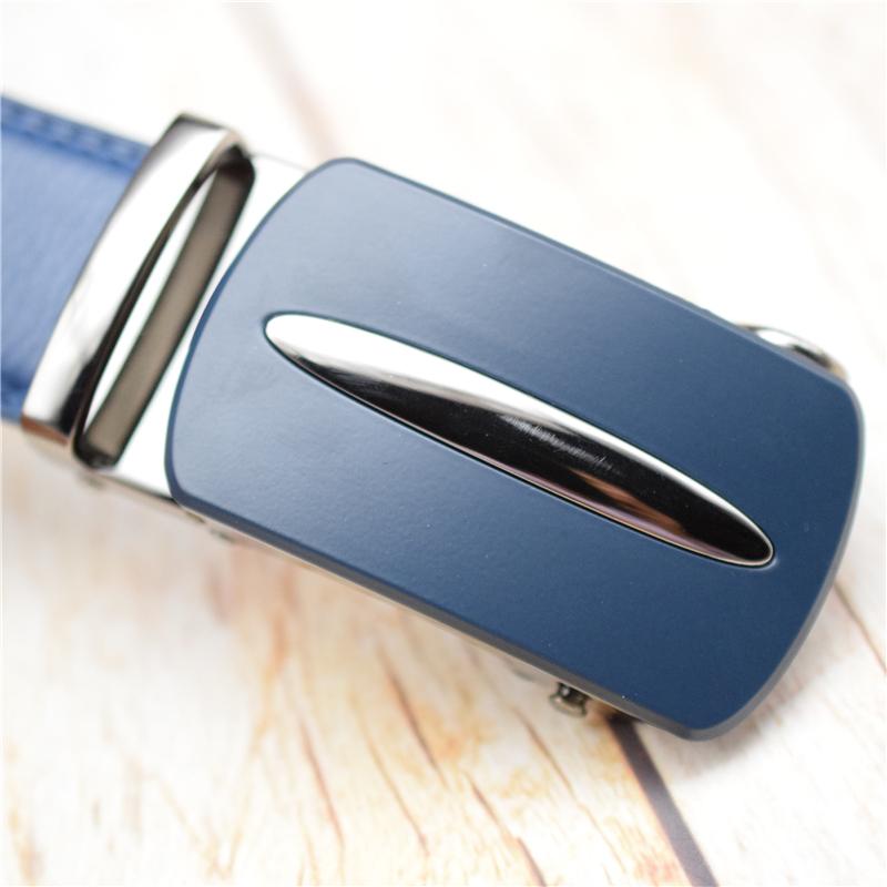 Dây Da Bò Với Hợp Kim Tự Động Khóa Thắt Lưng Nam Thời Trang Nam Xanh Dương Thon Eo 2021 Plus Kích Thước Dây 90-130CM Thiết Kế Dây Đeo