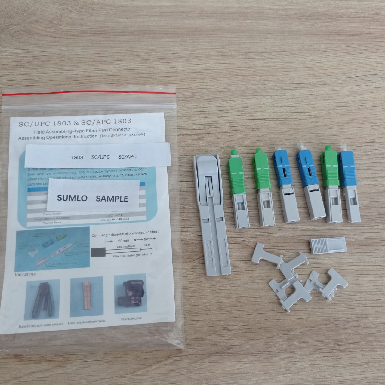 Đầu nối quang nhanh FAST connector SC/APC 0.3dB 55mm, 1803 có nắp gài Sumlo