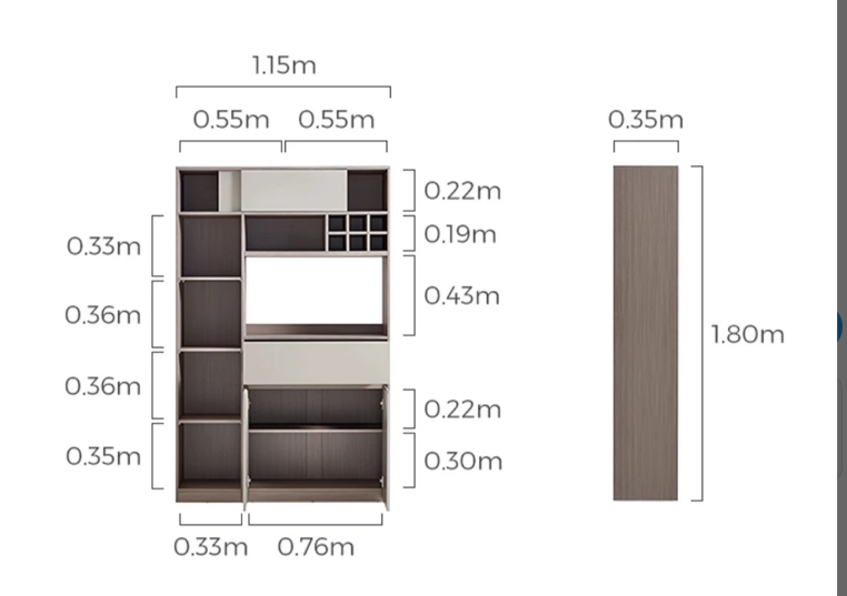 Tủ bếp gỗ MDF đa năng TBSL15 Juno Sofa Ngang 115cm x Sâu 35cm x Cao 180cm