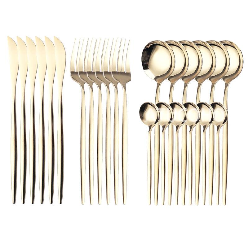 24PCS Bộ Dao Kéo Inox Chén Ăn Bộ Dao Dĩa Cà Phê Thìa Phẳng Bằng Bộ Đồ Nhà Bếp Cao Cấp Tinh Tế Bộ Đồ Ăn