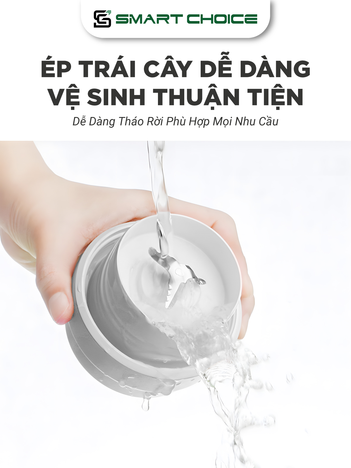 Máy Xay Sinh Tố Cầm Tay SmartChoice Hàng Chính Hãng SCG-ST001 Pin Sạc, May Xay Hoa Quả Mini 70W 400ml 3 Lưỡi