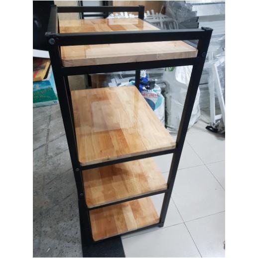 Kệ lò vi sóng, kệ bếp đa năng 4 tầng mặt gỗ chân sắt tĩnh điện siêu bền - - ND010