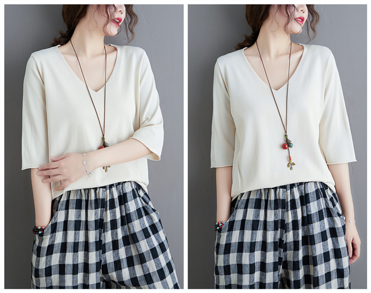 Áo trắng cổ V tay lở