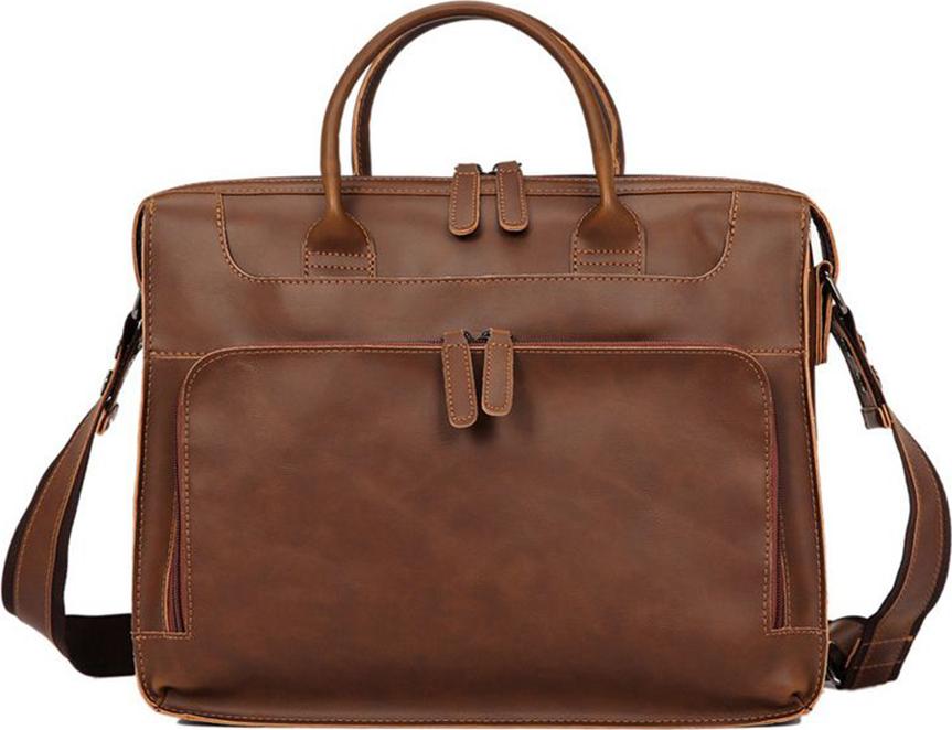 Men's Retro Business Bag Crazy Horse PU Leather Multi-Function briefcase