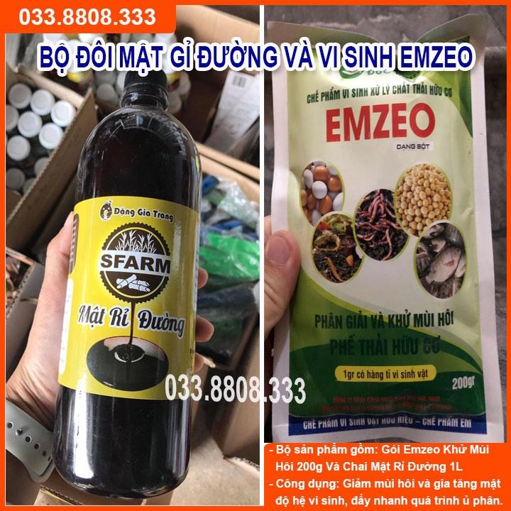 BỘ ĐÔI XỬ LÝ CHẤT THẢI EMZEO 200G +RỈ ĐƯỜNG 1LIT- GIÚP PHÂN HỦY NHANH