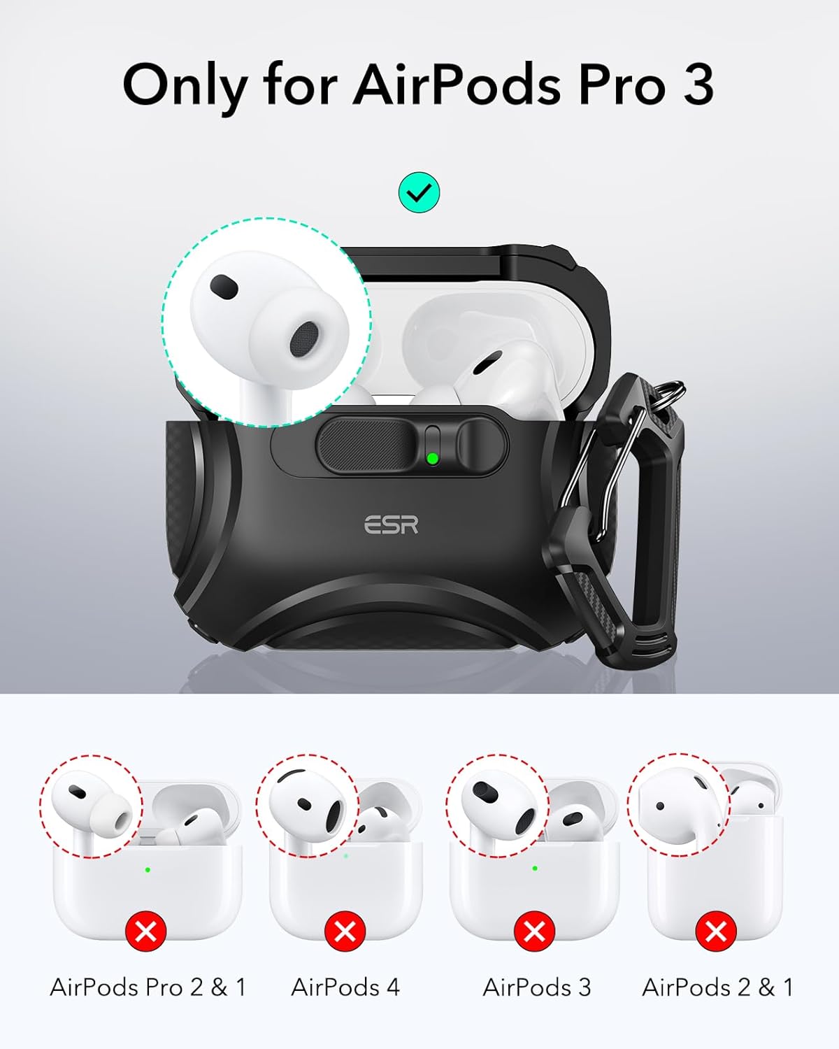 Bao Case cho Airpods Pro 3 (2025) ESR Cyber FlickLock Magnetic Case - Hàng chính hãng