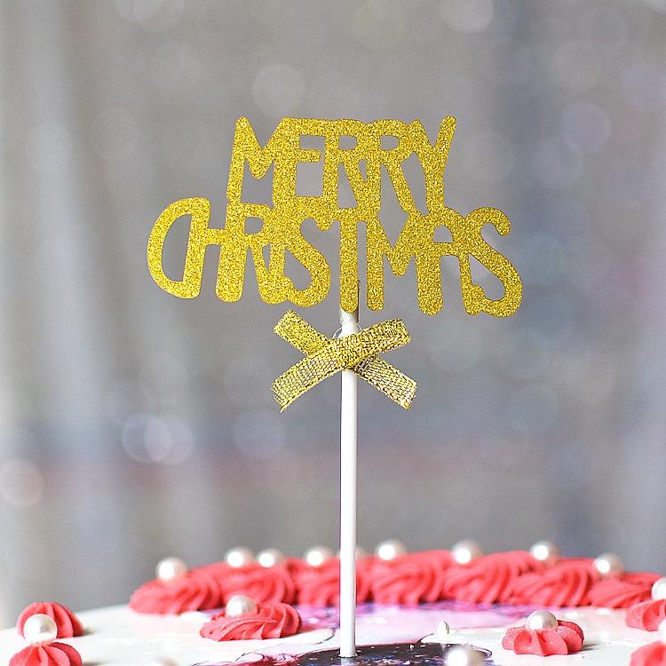 Que Cắm Trang Trí Bánh Kem Hình Chữ Merry Christmas