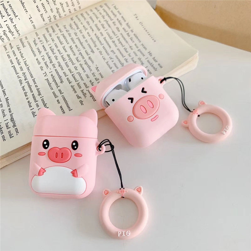 Airpods case, Ốp nhựa dẻo bảo vệ dành cho Airpods 1/2 - Cute Pig