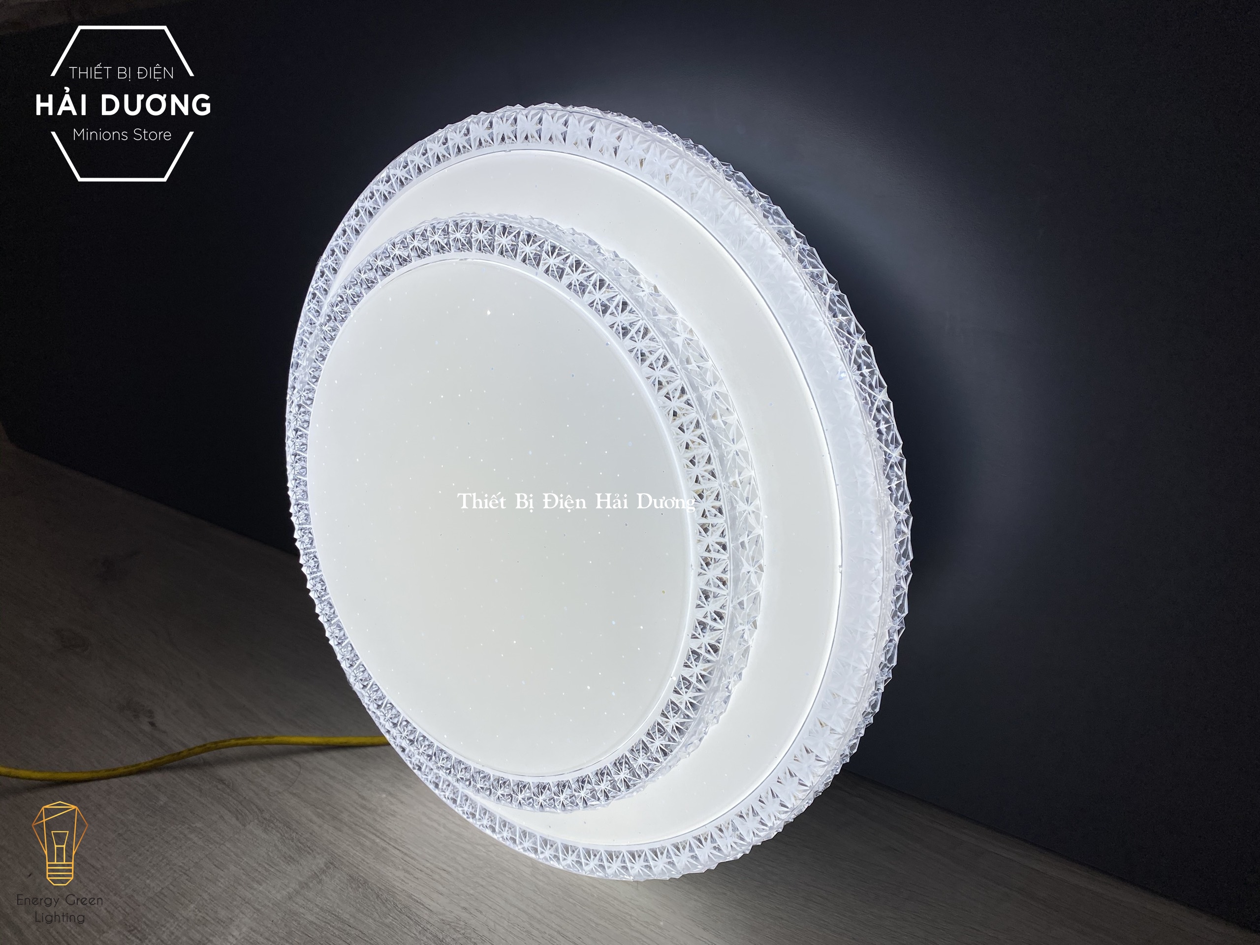 Hình ảnh Đèn led ốp trần 35024EMH decor cao cấp 40cm 24w điều khiển từ xa - 3 chế độ ánh sáng -Tăng giảm ánh sáng - Có video