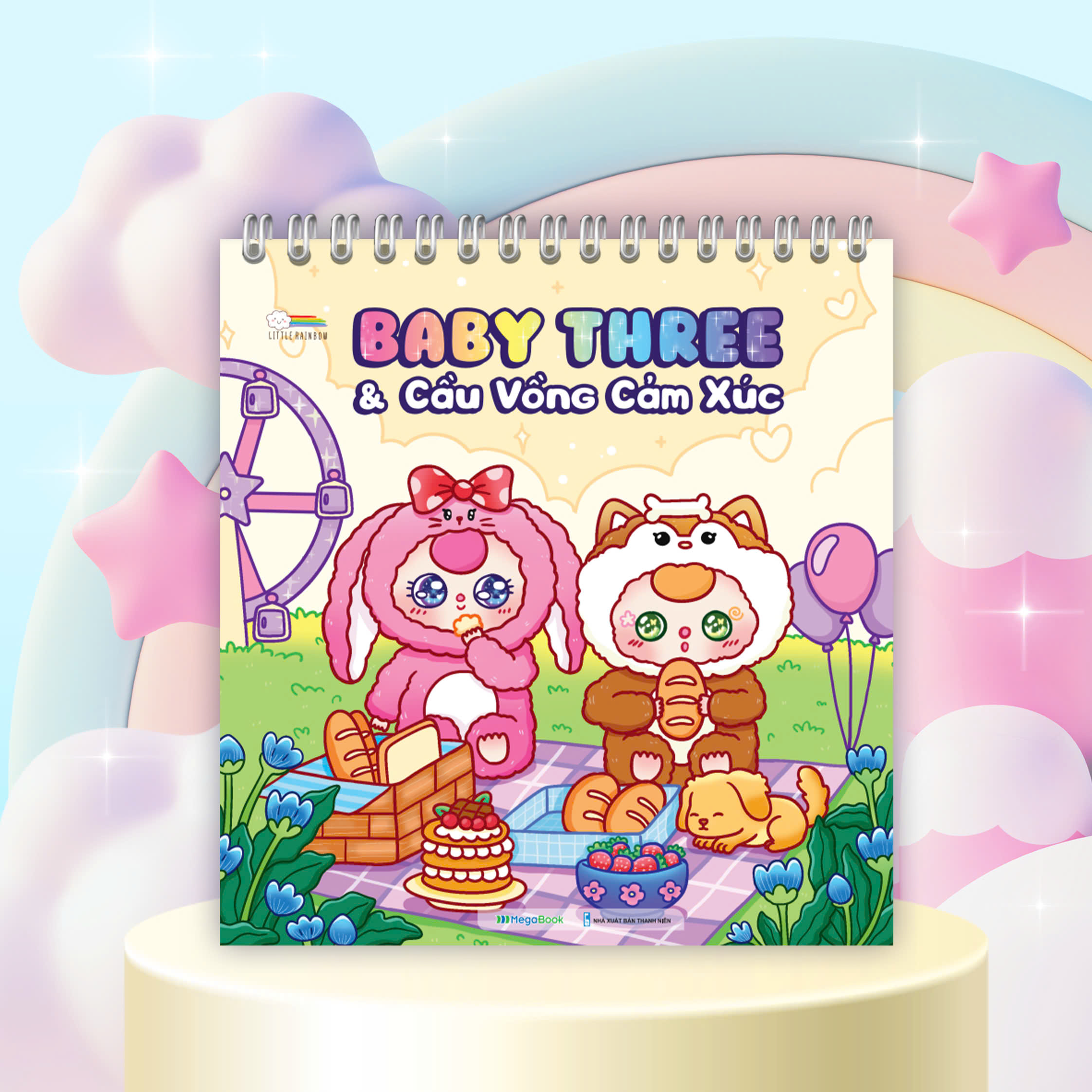 Combo Sách tô màu Baby Three - Thế giới diệu kỳ &amp; Cầu vồng cảm xúc