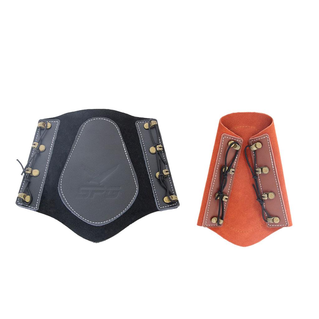 Adjustable Cow Leather Archery 4-Strap Armguard Arm Protection Guard Black