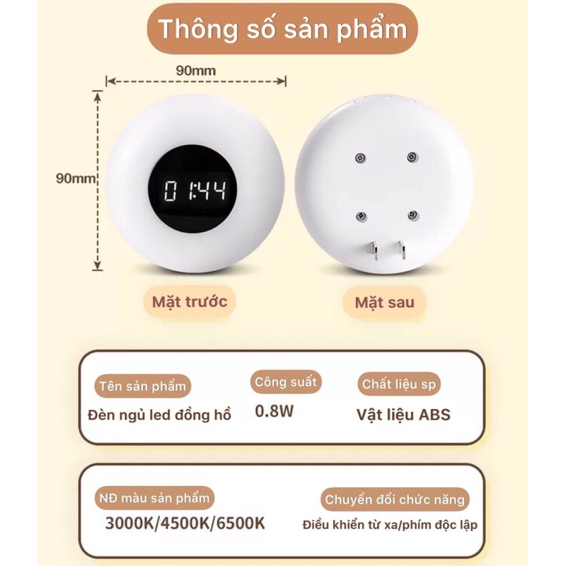 Đèn ngủ led tích hợp đồng hồ thông minh thương hiệu Doron