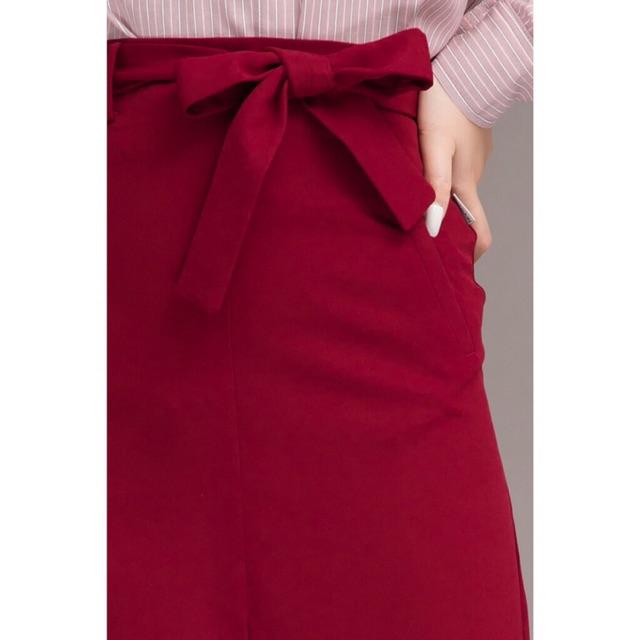 Chân Váy Suông A Sẻ trước Đính Nơ Thời Trang Nữ