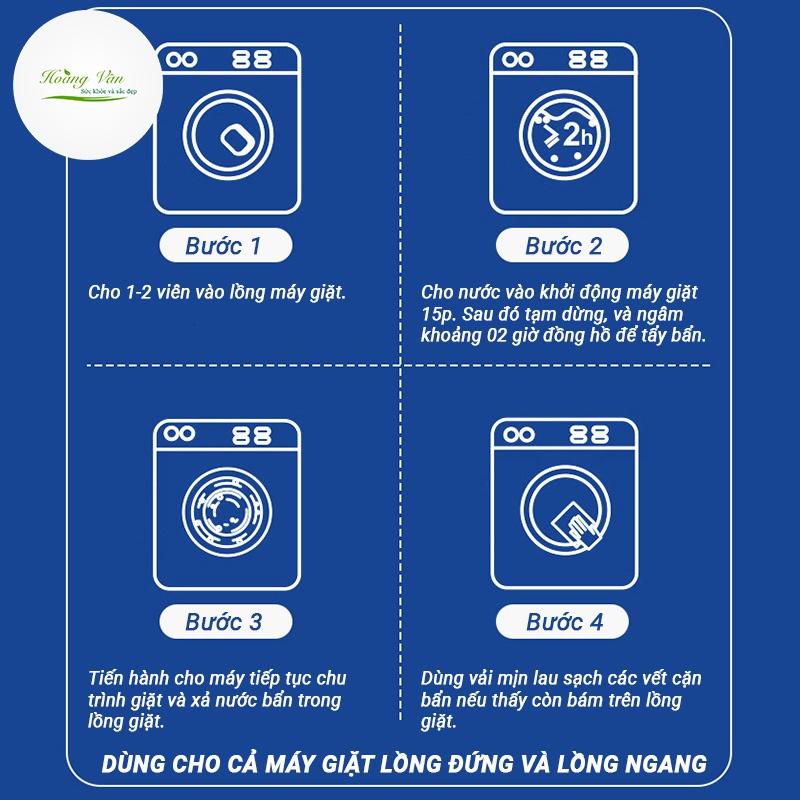 Viên tẩy lồng máy giặt diệt khuẩn 99% - Hộp 12 viên