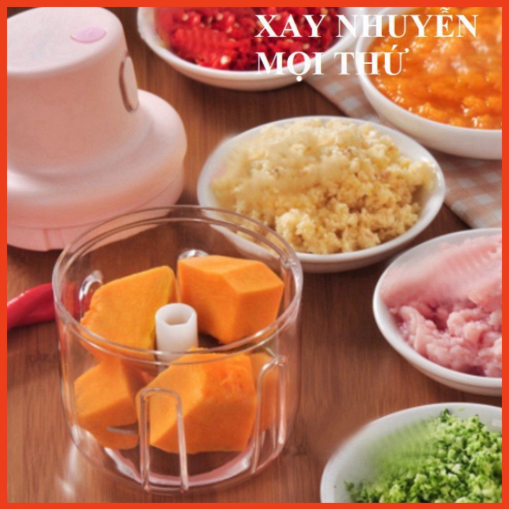 Máy Xay Thịt Cầm Tay Mini Sạc Điện 250ml – Máy Xay Tỏi Ớt, Củ Quả Đa Năng, Có Cổng Sạc Usb