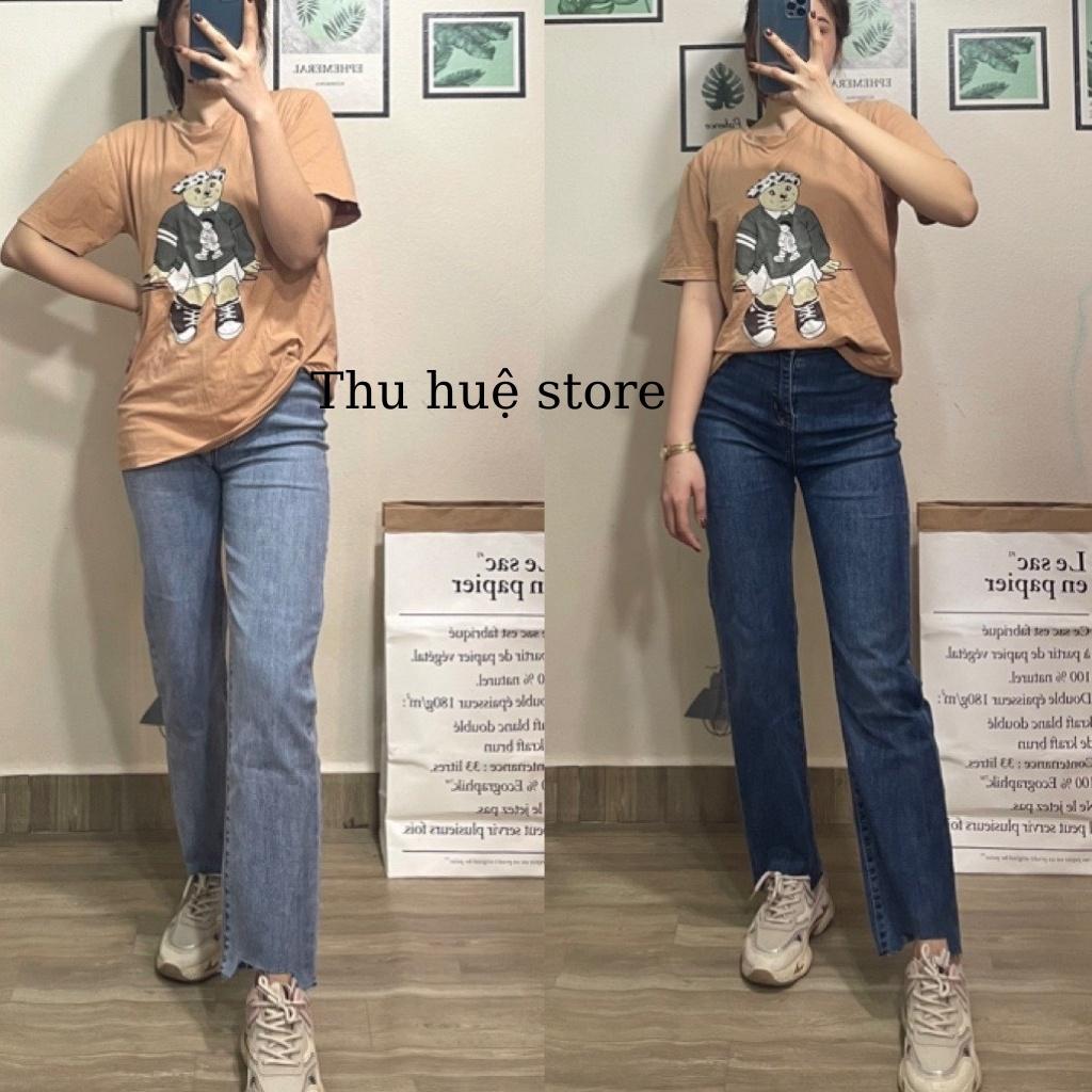 Quần Jeans Ống Đứng Lưng Cao Ảnh Video Chính Chủ