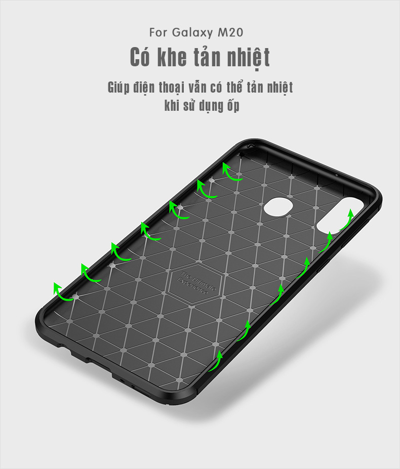 Ốp lưng chống sốc vân carbon màu đen cho Samsung M20 - Hàng nhập khẩu